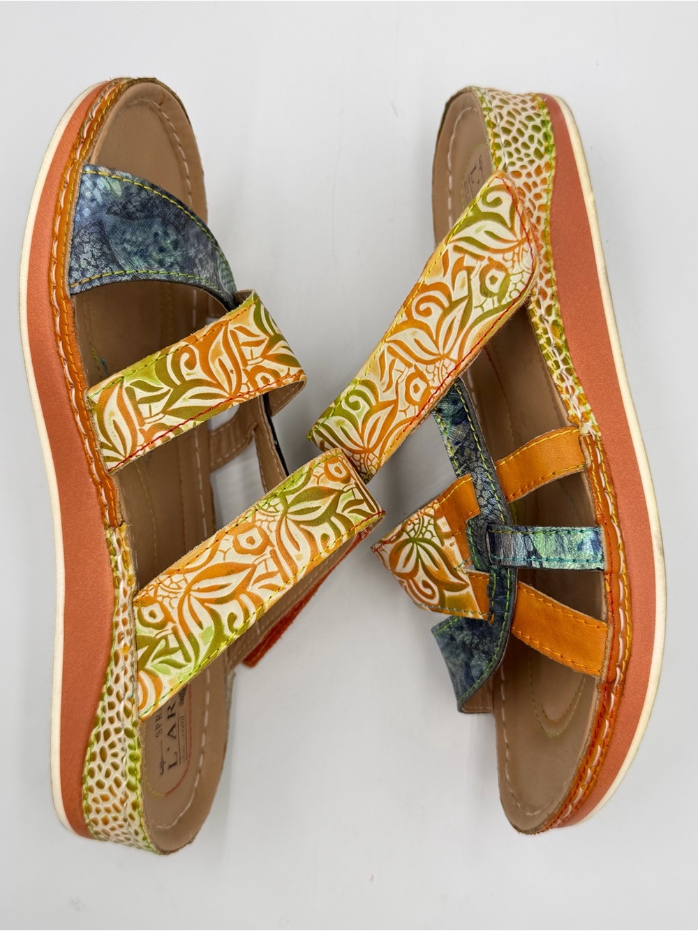 L'Artiste by Spring Step Caiman Slide Sandal Womens US 9 EU 40 Leather Tropical - Picture 10 of 11